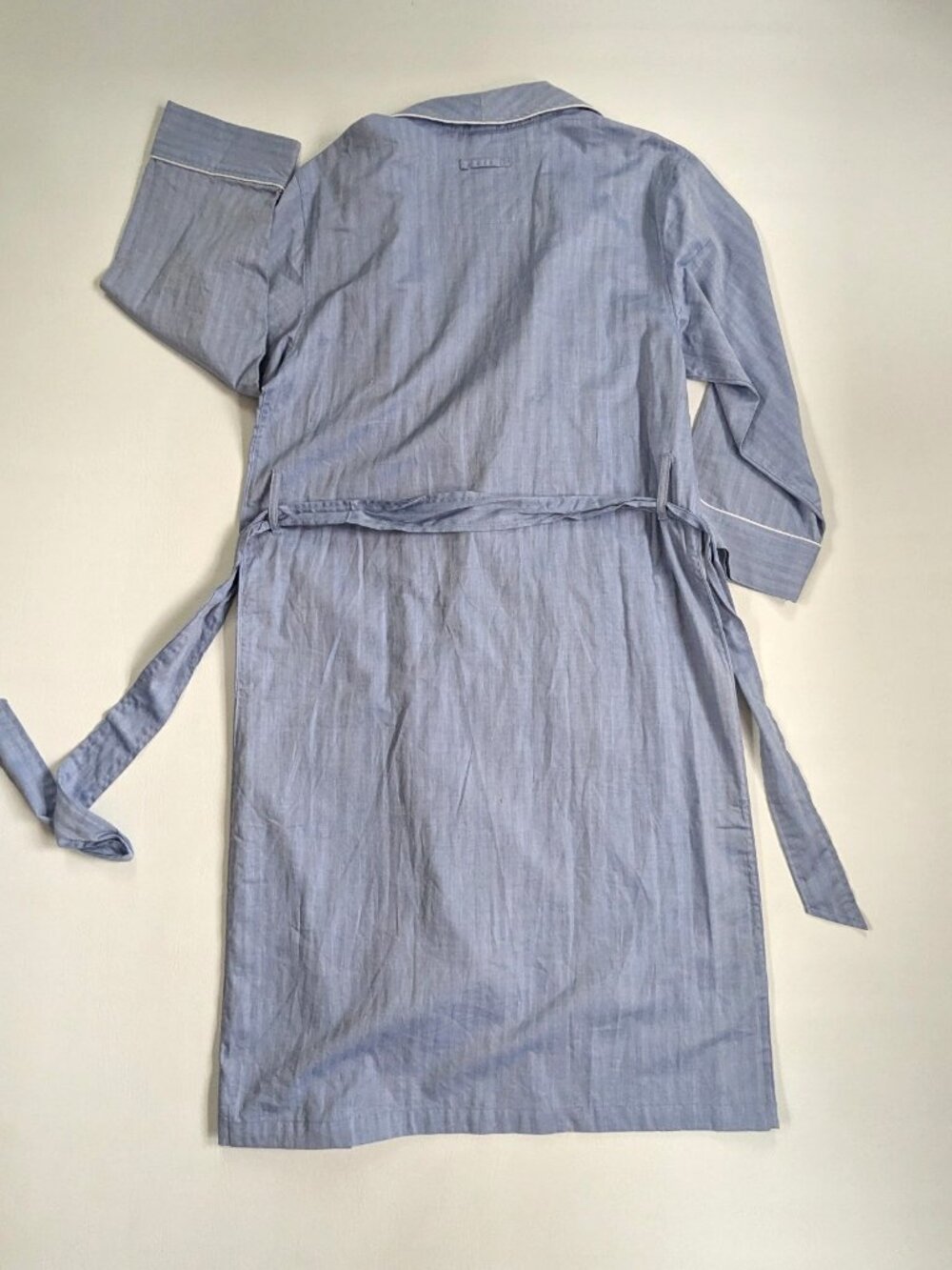 Nautica Men's Bath Robe 100% Cotton Blue Chambray Sz S/M - Picture 4 of 13